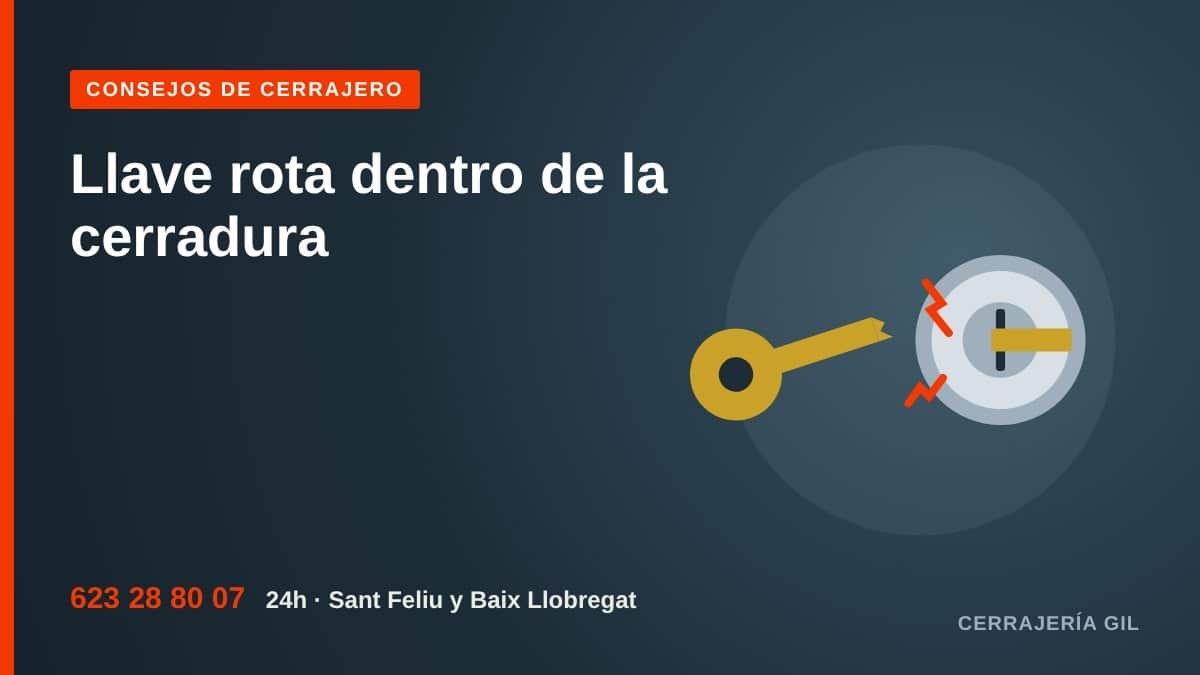 Llave partida con un trozo atascado dentro del bombín de una puerta